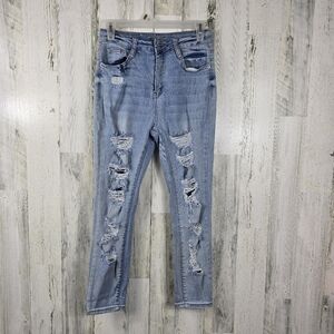 3/$15 Rue21 super high rise ankle jegging ripped light wash skinny jeans size 4